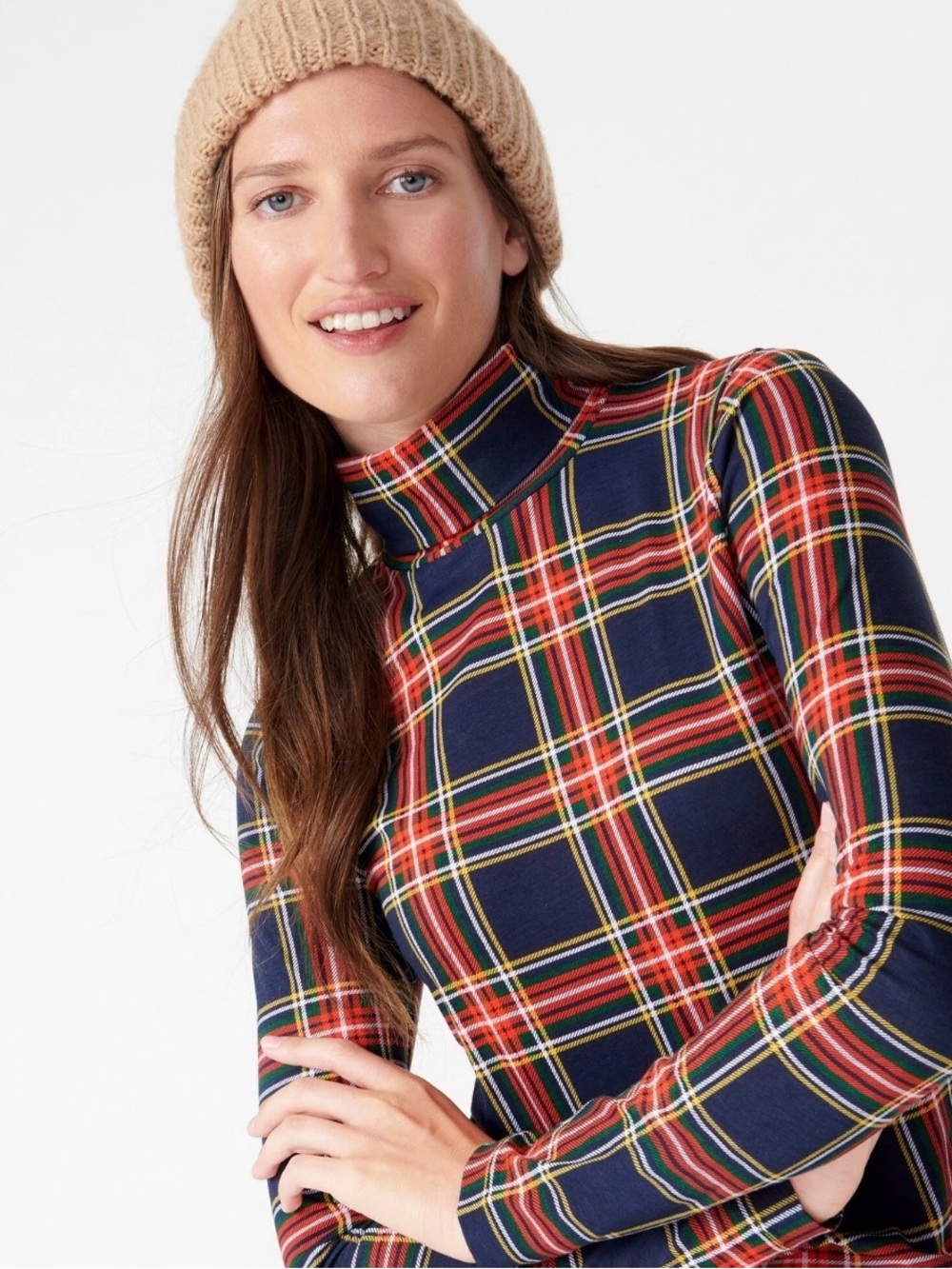 J.Crew Tissue Turtleneck in Black Stewart Tartan.